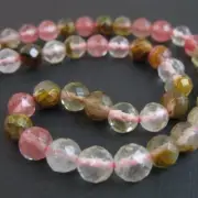 Multi-Colored Quartz Beads, 8mm Faceted Round Gemstone Beads (Sold Per Strand)