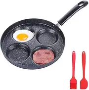 Egg Frying Pan, 4-Cup Non-Stick, Heart Mold, 9.4" Round Shape, Gas & Induction Compatible