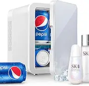 GZOKMOG Mini Fridge, 4L Small Cosmetic Fridge, Quiet Fridge with Cooling and Heating Function 220 Volts and 12 Volt Plug on Cigarette Lighter