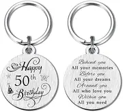 [FALOGI] 50th Birthday Keychain, Happy 50 Year Old Birthday Gifts for Men Women, for Him Her