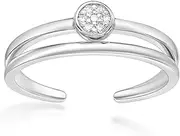 [Lavari Jewelers] 0.03 Carat Natural Diamond Double Band Toe Ring for Women in 925 Sterling Silver (H-I, I2-I3, 0.03 cttw) Hypoallergenic One Size Adjustable Open Toe Ring, Metal gemstone, Diamond