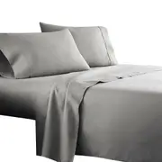 Silver gray 1000TC 4PCS Single/KS/Double/Queen/King Bed Flat Fitted Sheet Set Pillowcase