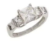 925 Sterling Silver Brilliant White CZ Sleek Stylish Engagement Ring