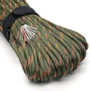 PSKOOK Survival Paracord Parachute Fire Cord Survival Ropes Red Tinder Cord PE Fishing Line Cotton Thread 7 Strands Outdoor 20, 25, 100 Feet (Army Green Camo, 100)
