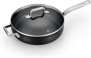 T-fal C51782 ProGrade Titanium Nonstick Thermo-Spot Dishwasher Safe PFOA Free with Induction Base Saute Pan Jumbo Cooker Cookware, 5-Quart, Black