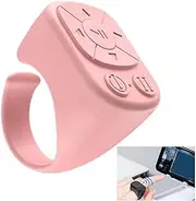 Scrolling Rings Wireless Bluetooth Phone Scroller Remote, Finger Scroller Smart Phone Remote Page Turner Rings, Finger Remote for Phone, Wireless Scrolling Ring Phone Video for Android&iOS (Pink)
