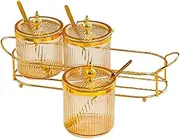 Seasoning Jars, Airtight Sugar Pot, Condiment Bottles with Lid and Spoon, 12.8x3.74x4.72 inches, Storage Container for Home, Restaurant, Pantry, Cabinet, Fridge, Camping