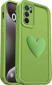 [PanXCase] Case for Oppo A16 / Oppo A16s / Oppo A54s - Mobile Phone Case 3D Heart Motif Design Cute Silicone Case Camera Protection Girls Shockproof Scratch-Resistant Protective Case (Green)