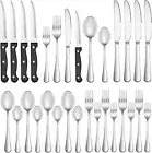 24 Pcs Silverware Set with Steak Knives Service for 4,Stainless Steel Flatware