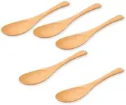 J-Kitchens Wooden Natural Multi Spoon Large Set of 5, 7.7 x 1.4 inches (19.5 x 3.5 cm), Current Model