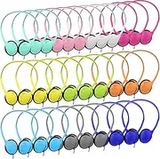 Yunsailing 30 Pack Class Set Headphones for Kids Students Bulk Classroom Headsets Adjustable School Earphones On Ear with 3.5mm Jack for Youth Adults, Teacher Must Have Supplies (Vibrant Color)