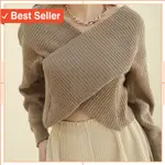 女裝韓式現代高級 NALA 毛衣 TOP/SWEATER TOP/KNIT 毛衣/交叉針織毛衣/露臍毛衣