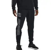 Mens Under Armour Project Rock Rival Fleece Joggers Black Athletic Trackies