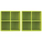 2x 2PK Dexas 9.5cm Silicone Ice Tray Mould XL Cube - Green