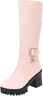 [SJJH] Women Mid-Calf Boots with Chunky Heel and Thick Platform Boots