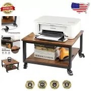 Heavy Duty Wood Printer Stand with Storage Shelf - 19.7"x19.7" Ergonomic Design