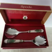 Spode Christmas Tree Salad Servers Serving Set Portmeirion Spoon Fork NIB