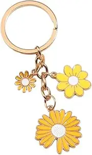 [Fuqimanman2020] 1~3 Pcs Flowers Charms Enameled Keychain Lovely Daisy Flowers Chain Tassel Keyring Gifts Purse Bag Accessories