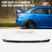 For Mitsubishi EVO 10 Carbon VTX Style Rear Spoiler Wing Gurney Flap Add On