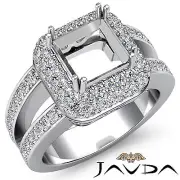 Princess Semi Mount Split Shank Pave Diamond Engagement Ring Platinum 950 1.25Ct