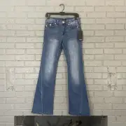 $159 Womens Size 28 True Religion Joey Flare Pocket Flap Jeans 207108 Techno