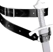 Medieval Renaissance Sword Holster, PU Leather Waist Belt Sword Frog Scabbard Holder Adjustable, Costume Cosplay Prop Black Brown