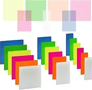 Jiemay 900 Sheets Transparent Sticky Notes pad, 18 Pads Colorful Clear Sticky Notes for annotating Books, Waterproof See Through Translucent Sticky Notes Set (Bright Colors, 3"x1", 3"x2", 3"x3")