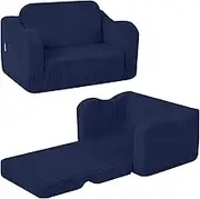 MeMoreCool Cord Children's Sofa, Kids Recliner Chair, Baby Lounge Sofa, Mini Couch for Cuddly Corner Children's Room, Fold-Out Couch for Boys and Girls Aged 1-3 Years, Blue