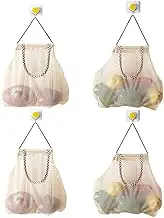 Reusable Hanging Storage Mesh Bags - Hatisan Durable & Strong Fruit and Vegetable Mesh Bags/Pulling Resistance Storage Tote Bags for Garlics, Potatoes, Onions or Garbage Bag-Clear(4Pcs)