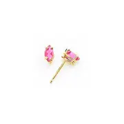 14k Yellow Gold 6x3mm Marquise Pink Tourmaline earring