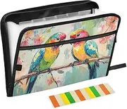 Parrots Branch Flowers Accordion Folders A4 Letter Size Expandable Folders for Documents with Zipper & Labels Filing Organizer