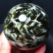 Rare 533G Natural Green Tourmaline Unicorn Mica Symbiotic Crystal Ball A3407