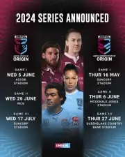 2024 DRAW STATE OF ORIGIN MATCH FIXTURE TEAM PLAYER POSTER,NRL RUGBY,NSW QLD