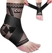 Sports Ankle Brace A Pair, Adjustable with Straps for Foot and Ankle Support, Running Sports, Football,Volleyball, Basketball,Support for Sprains,One Size Fits Most for Men and Women (Black, M)
