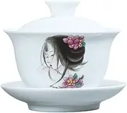 MINBIV Chinese Sheep Fat Jade White Porcelain Kung Fu Tea Cup Hand-painted Pattern Tea Bowl (7)
