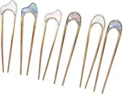 Visxcnu 6 Pieces French Hair Pins, U Shaped Metal Hairpins 2 Prong Updo Chignon Pins for Weddings Dating Vintage Hair Fork Hair Pin for Girls Women Hair Accessories