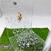 6 PCS Jumping Spider Habitat Accessories - Webbed Moss Ribbon With Magnets for Spoods Enclosure Climbing (Not Included The Terrarium) (Black+White)