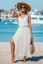 Cupshe Pearlescent Seashell White Cover-Up Maxi Dress - White,XL