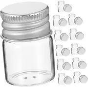 BUGUUYO 24pcs Mini Glass Bottles with Aluminum Lids Sample Jars Vials for Liquids Spices Cosmetics Wedding Favors