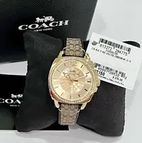 在飛比找Yahoo!奇摩拍賣優惠-COACH Boyfriend 水鑽圈 香檳金色錶盤 棕色皮