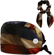 [YTYVAGT] Scrub Caps Women,Scrub Hats Suitable for Women,Bird American Flag Eagle