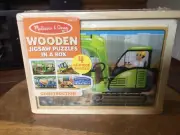 Melissa & Doug Wooden Jigsaw Puzzle in a Box Construction Vehicles 4 in 1