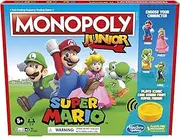 Monopoly Junior Super Mario Edition Board Game, Fun Kids' Game Ages 5 and Up, Explore The Mushroom Kingdom as Mario, Peach, Yoshi, or Luigi