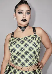 [Widow] Plus Vile And Entitled Plaid Crop Top