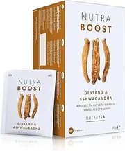NUTRABOOST - Energy Tea | Herbal Energy Boost Tea - Help with Tiredness and Fatigue - Includes Green Tea, Ginseng & Ashwagandha - 20 Enveloped Tea Bags - by Nutra Tea - Herbal Tea