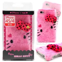 在飛比找PChome24h購物優惠-日本進口【Hello Kitty粉紅絨毛】iPhone4/4