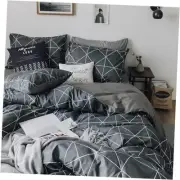 Size Comforter Set Soft Geometric Grey Geometric Checkered Plaid Full B#011