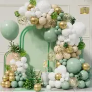 Sage Green Balloon Arch Kit - 119 Olive Green Balloon Garland KIt with White