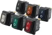KLVN Kcd1-101 3 pins Mini on Off Seal Waterproof Rocker Switch in 12v red Lighting 6a250vac 13x19mm(Black NO Light,220V)