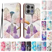 For Motorola Edge 30 40 50 NEO Pro Leather Wallet Magnetic Painted Case Cover